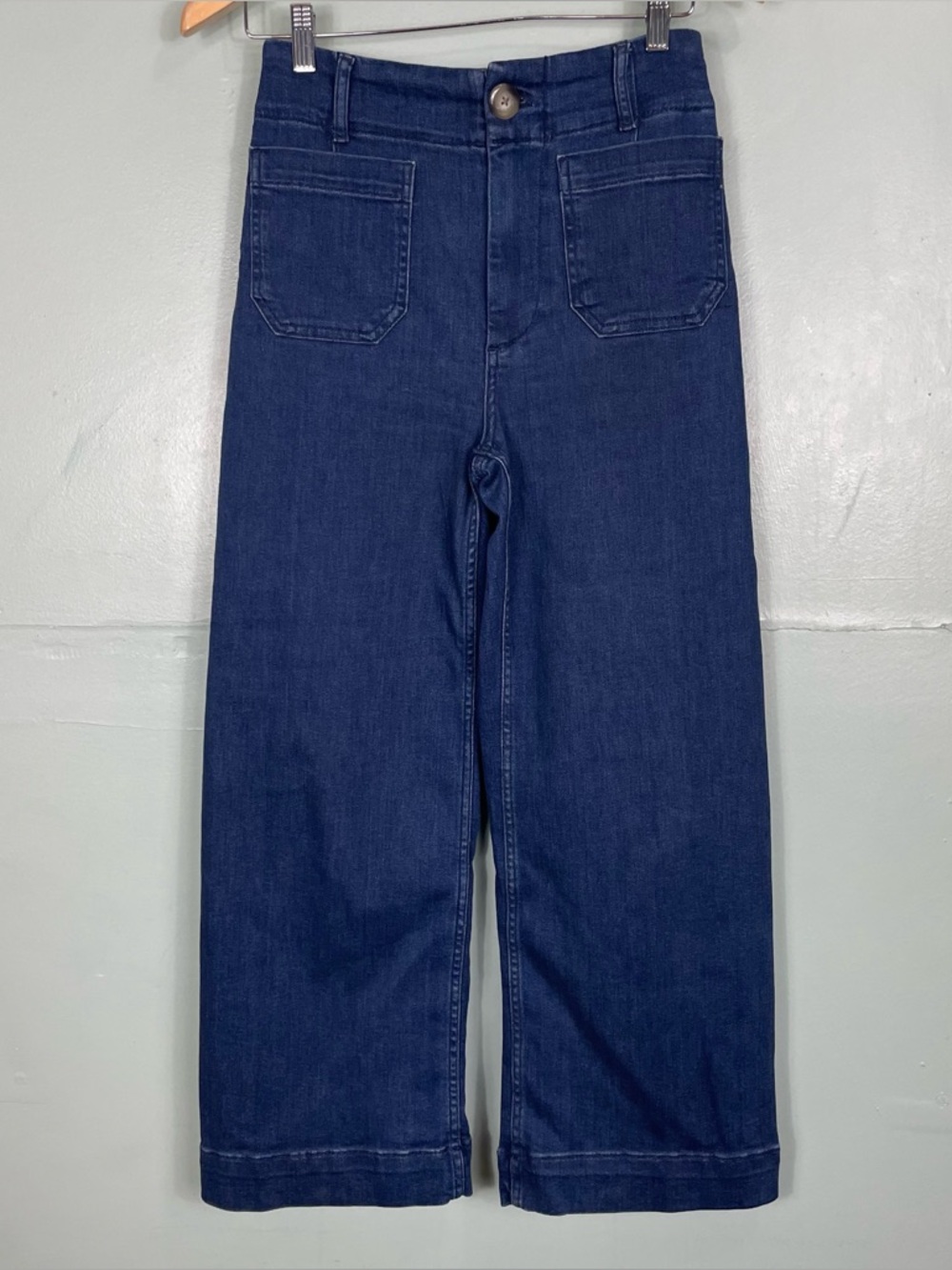 Maeve The Colette Pants Cropped Wide Leg Women Size 26 Navy Blue Stretch - Picture 2 of 10